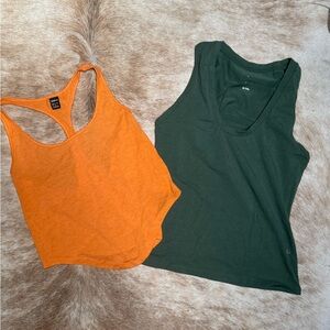a new day Orange Racerback Tank & Green Scoop Neck Tank Set